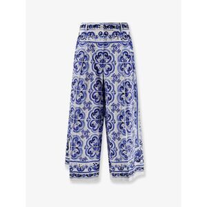 Dolce & Gabbana Women Cotton Trousers With Maiolica Print